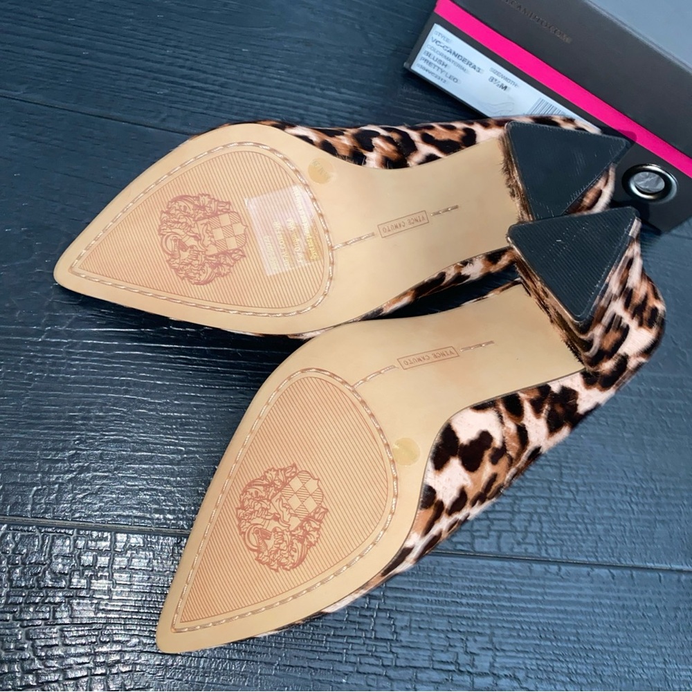 Vince Camuto Haircalf Block Heel Pumps Sz 8.5M Candera Animal Leopard Print New - Picture 6 of 16